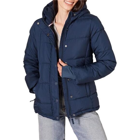 Essentials Womens Heavyweight Quilted Long-Sleeve Hooded Puffer Coat - Picture 1 of 7
